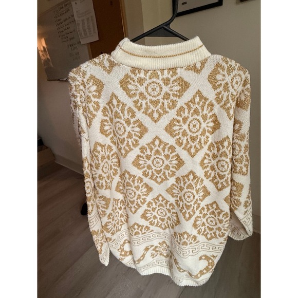 Vintage‎ cream gold Dana Scott women's Sweater m-l - Picture 5 of 11